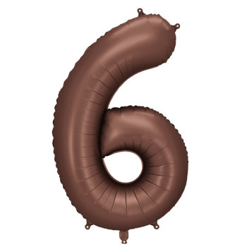 Ballon alu Chiffre "6" Moka - Décoration fête enfant, ado et adulte - Bellefete.ch