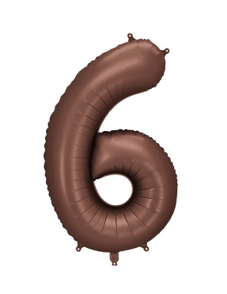 Ballon alu Chiffre "6" Moka - Décoration fête enfant, ado et adulte - Bellefete.ch