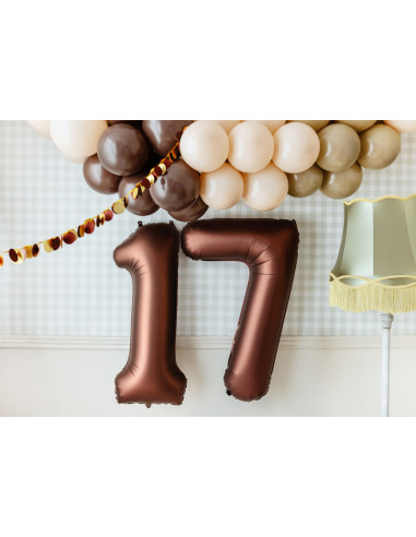 Palloncino in lamina color moka con numero "7" - Decorazione per feste per bambini, adolescenti e adulti