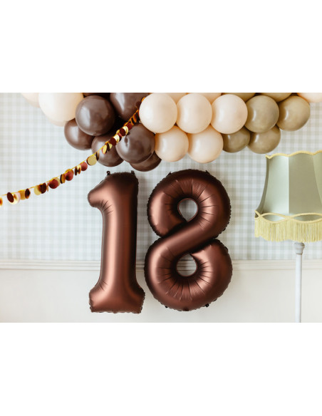 Ballon alu Chiffre "8" Moka - Décoration fête enfant, ado et adulte