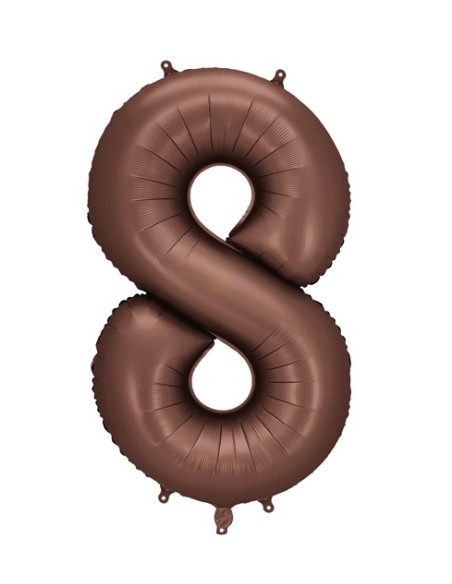 Ballon alu Chiffre "8" Moka - Décoration fête enfant, ado et adulte - Bellefete.ch
