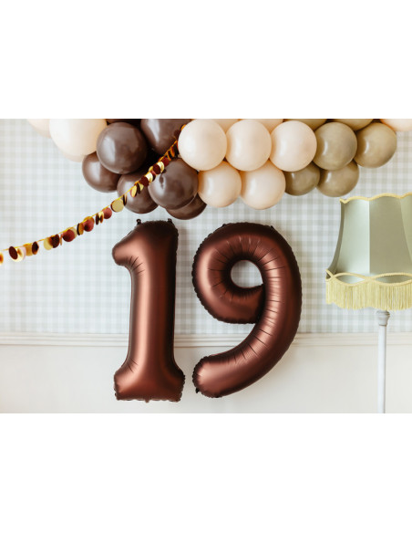 Ballon alu Chiffre "9" Moka - Décoration fête enfant, ado et adulte