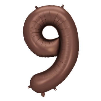 Ballon alu Chiffre "9" Moka - Décoration fête enfant, ado et adulte - Bellefete.ch