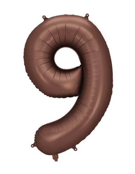 Ballon alu Chiffre "9" Moka - Décoration fête enfant, ado et adulte - Bellefete.ch