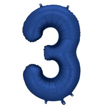 Pallone in alluminio Numero "3" Blu Marino - Decorazione di compleanno alla moda - Bellefete.ch