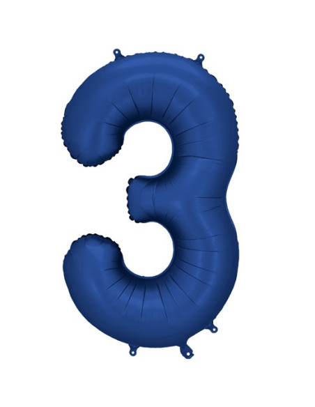 Pallone in alluminio Numero "3" Blu Marino - Decorazione di compleanno alla moda - Bellefete.ch