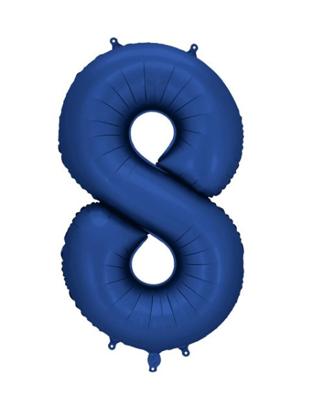 Ballon alu Chiffre "8" Bleu Marine - Décoration anniversaire tendance - Bellefete.ch