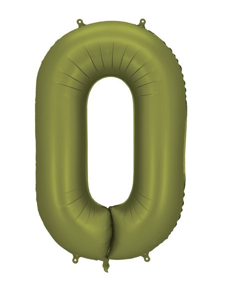Ballon alu Chiffre "0" Vert Olive - Déco personnalisée - Bellefete.ch