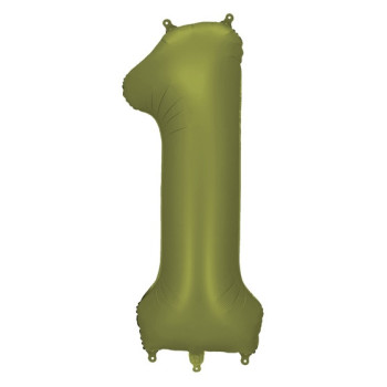 Ballon alu Chiffre "1" Vert Olive - Déco personnalisée - Bellefete.ch
