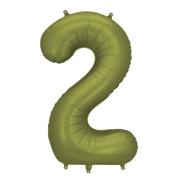 Ballon alu Chiffre "2" Vert Olive - Déco personnalisée - Bellefete.ch