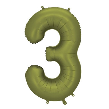 Pallone in alluminio Numero "3" Verde Oliva - Decorazione personalizzata - Bellefete.ch