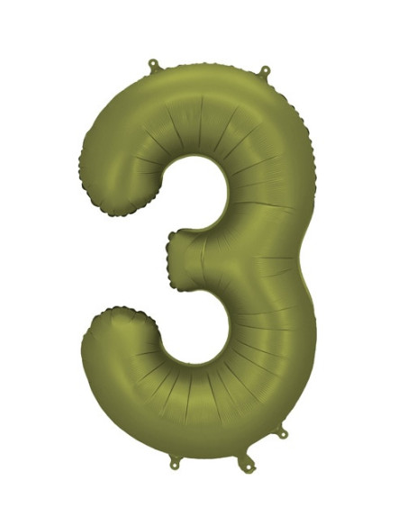 Pallone in alluminio Numero "3" Verde Oliva - Decorazione personalizzata - Bellefete.ch