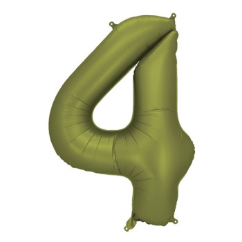 Aluminiumballon Nummer "4" Olivgrün - Individuelle Dekoration - Bellefete.ch