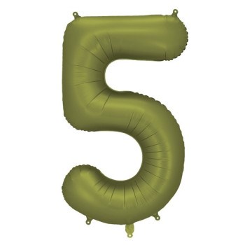 Ballon alu Chiffre "5" Vert Olive - Déco personnalisée - Bellefete.ch