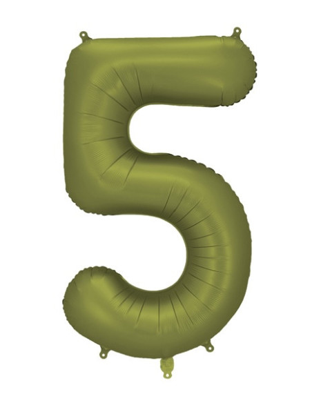 Palloncino in alluminio Cifra "5" Verde Oliva - Decorazione personalizzata - Bellefete.ch