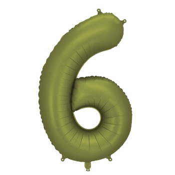 Ballon alu Chiffre "6" Vert Olive - Déco personnalisée - Bellefete.ch