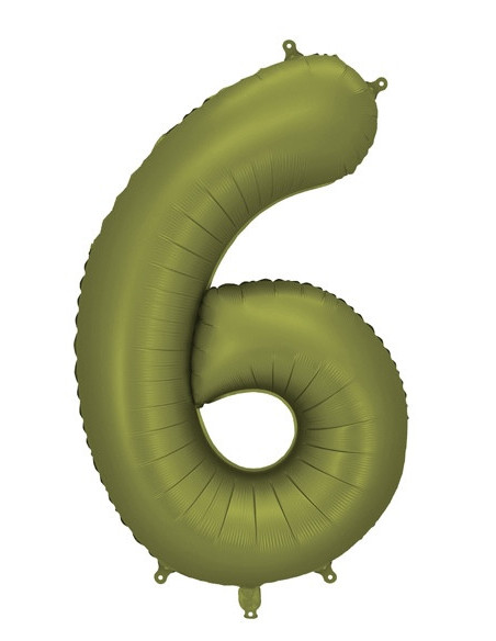 Palloncino in alluminio Cifra "6" Verde Oliva - Decorazione personalizzata - Bellefete.ch