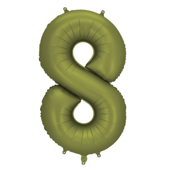 Ballon en aluminium chiffre "8" Vert Olive - Bellefete.ch - Suisse - Ballons chiffre vert olive