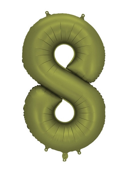 Pallone in alluminio numero "8" Verde Oliva - Bellefete.ch - Svizzera - Palloncini numero verde oliva
