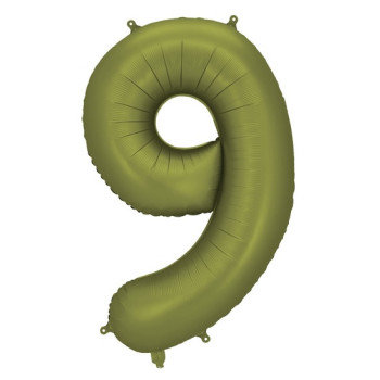 Ballon alu Chiffre "9" Vert Olive - Déco personnalisée - Bellefete.ch