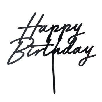 Decorazione torta "Happy Birthday" Nero - Cake Topper Compleanno - Bellefete.ch