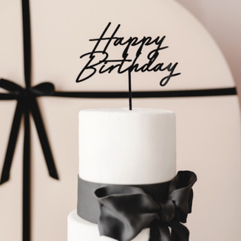 Decorazione torta "Happy Birthday" Nero - Cake Topper Compleanno - Bellefete.ch 2