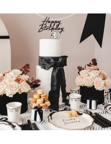 Decorazione nera per torta "Buon compleanno" - Topper per torta di compleanno