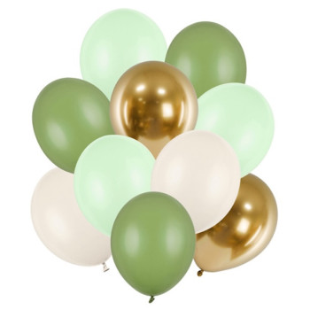 Set di palloncini verde salvia e oro, 10 pezzi | BelleFete.ch
