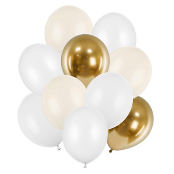 Bouquet de ballons Mix Blanc et Or - Bouquet décoratif de fête