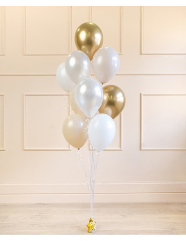 Bouquet di palloncini bianchi e dorati - Bouquet decorativo per feste