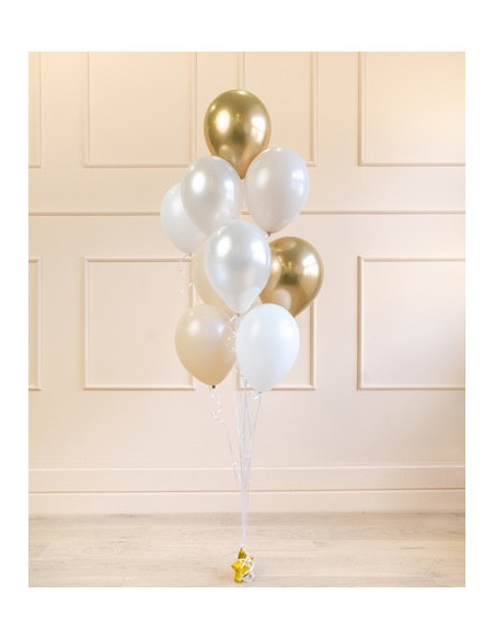 Bouquet de ballons Mix Blanc et Or - Bouquet décoratif de fête