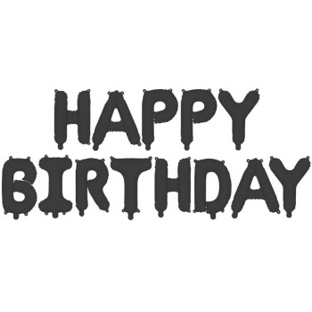 Ballongirlande "Happy Birthday" Schwarz - Geburtstagsdekoration - Bellefete.ch