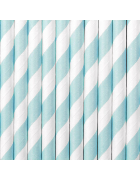 Pailles de fête à rayures Bleu Clair - Articles de fête - Bellefete.ch