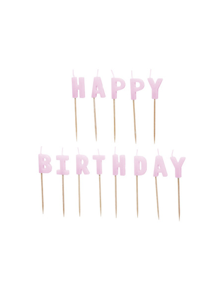 Bougies d'anniversaire "Joyeux anniversaire" Rose Pastel - Déco Gâteau Anniversaire - Suisse