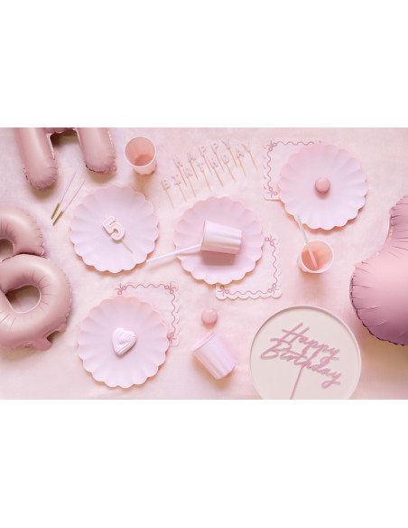 Candele di compleanno rosa pastello "Happy Birthday" - Candele per feste