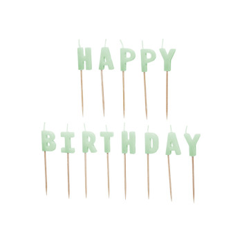 Geburtstagskerzen "Happy Birthday" Hellgrün - Geburtstagstorte Dekoration - Bellefete.ch