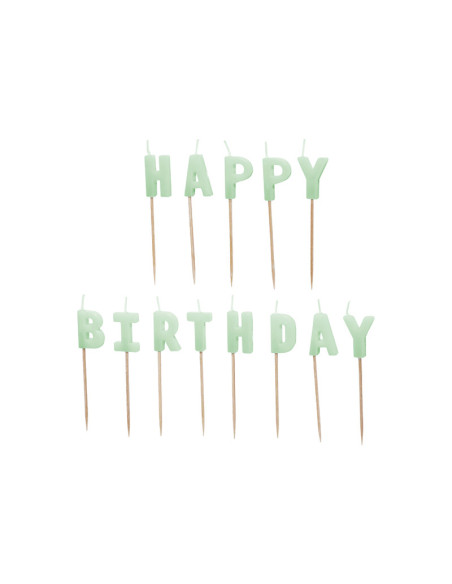 Candele di compleanno "Buon compleanno" Verde chiaro - Decorazione torta di compleanno - Bellefete.ch