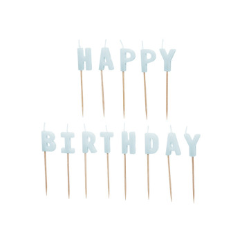 Candele di compleanno "Buon compleanno" Blu pastello - Decorazione torta di compleanno - Bellefete.ch