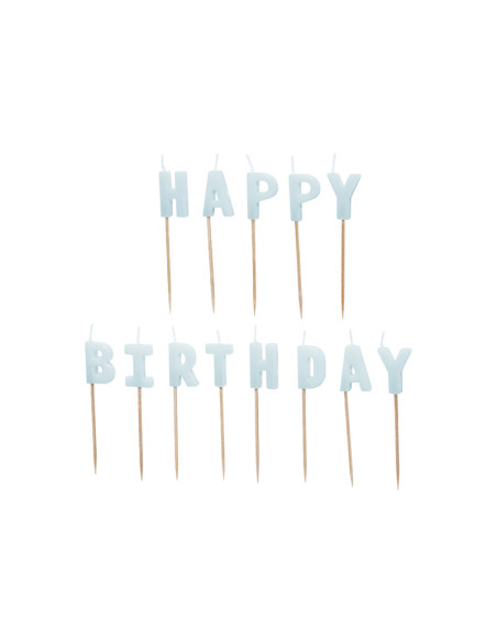 Geburtstagskerzen "Happy Birthday" Pastellblau - Geburtstagstorte Dekoration - Bellefete.ch