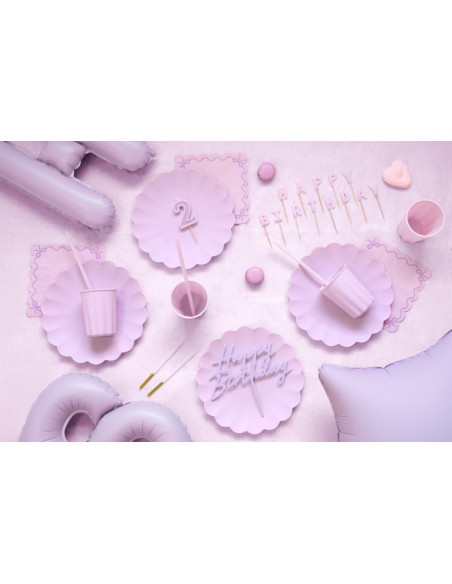 Bougies d'anniversaire "Joyeux anniversaire" Violet Pastel - Bougies de fête