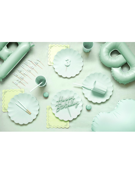 Déco pour gâteau "Happy Birthday" Vert Pastel - Cake Topper d'anniversaire