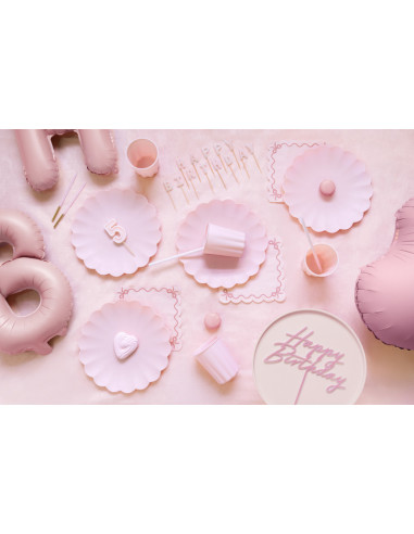 Déco de gâteau Happy Birthday Rose Pastel - Cake topper d'anniversaire