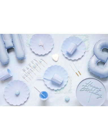 Décoration pour gâteau "Happy Birthday" Bleu Pastel