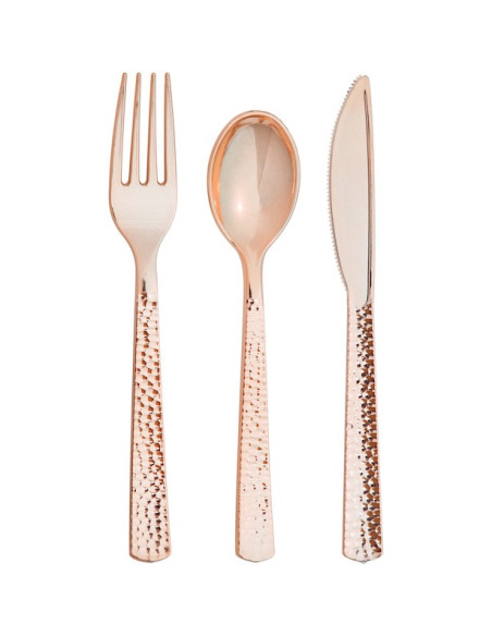 Partybesteck aus Kunststoff Rose Gold Metallic Premium - Tischdekoration - Schweiz