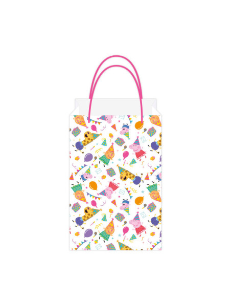 8 Sacs de fête en papier avec poignée Peppa Pig - Emballage cadeau et gourmandises - Bellefete.ch
