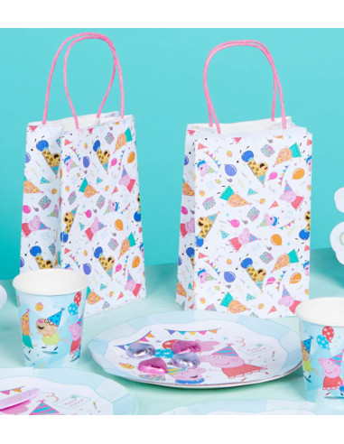 Peppa Pig Papier-Partytüten mit Henkel – Geschenktüten