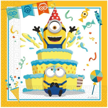 Serviettes d'anniversaire Minions - Bellefete.ch - Déco de fête enfant