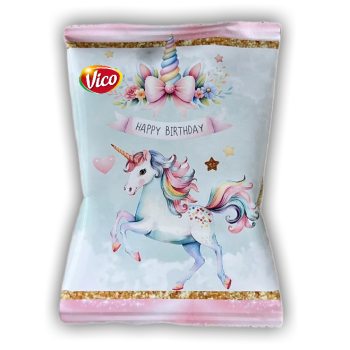 Chips personnalisées Licorne – Sachet snack anniversaire – Fête enfant – Bellefete.ch