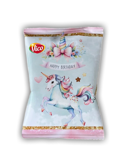 Personalisierte Einhorn-Chips - Geburtstags-Snack-Tasche - Kinderparty - Bellefete.ch