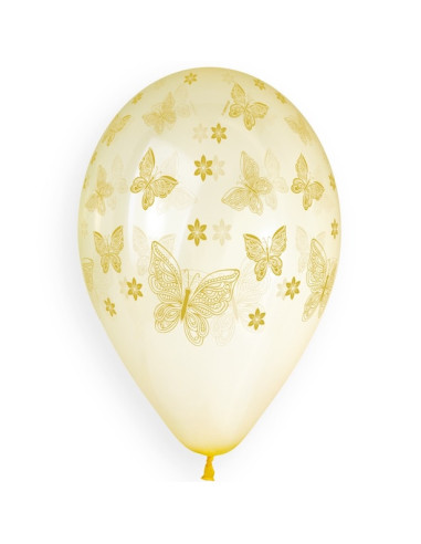 Palloncini in lattice con farfalle e fiori dorati - Palloncini per feste